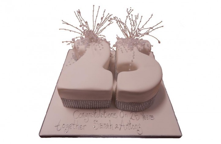 Anniversary Double Figure Cake with Pearls