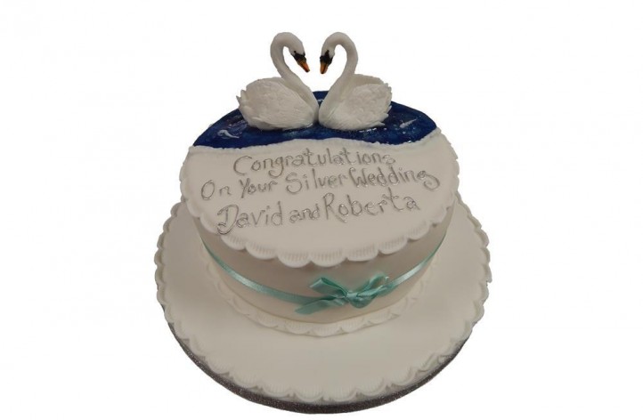 Anniversary Swans Cake