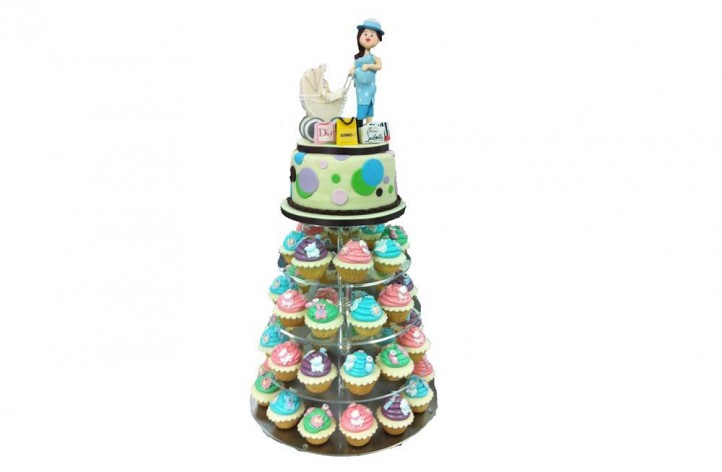 Baby Shower Cupcakes & Cake Tower