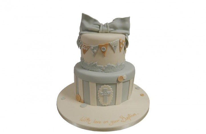 Christening Bow and Bunting Cake
