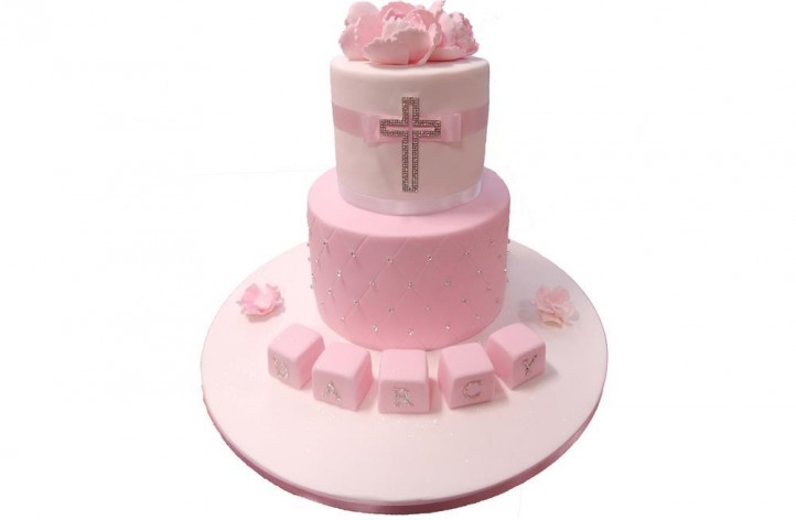 Christening Tiered Cross Cake