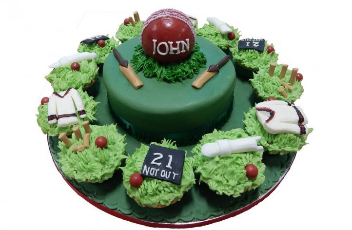Cricket Themed Cake & Cupcakes