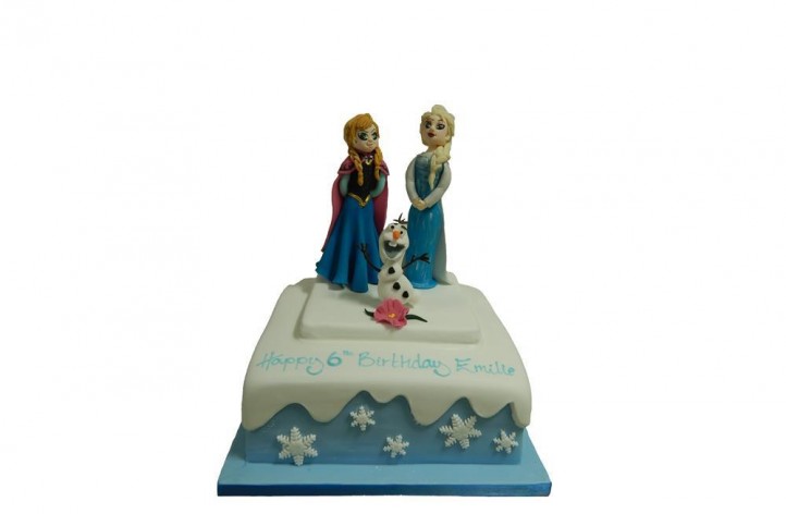 Frozen Figures and Snowman Cake