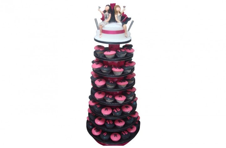 Pink & Black Tower Cupcakes