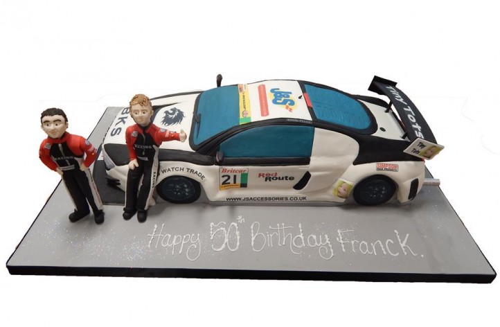Racing Car with Two Figures Cake