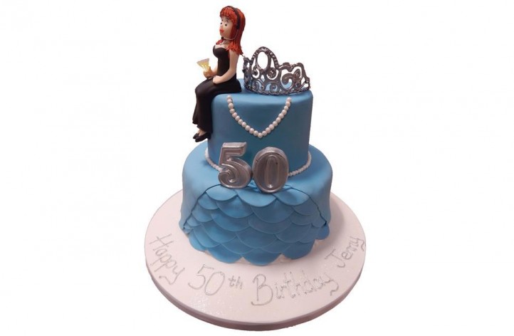 Tiered Cake with Tiara and Figure