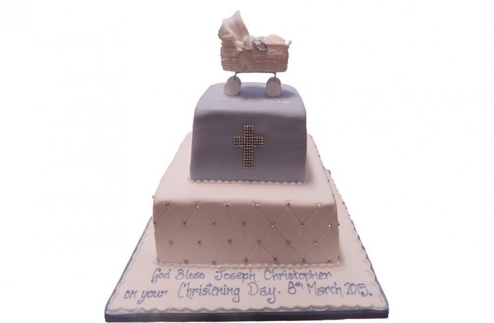 Tiered Christening Pram Cake